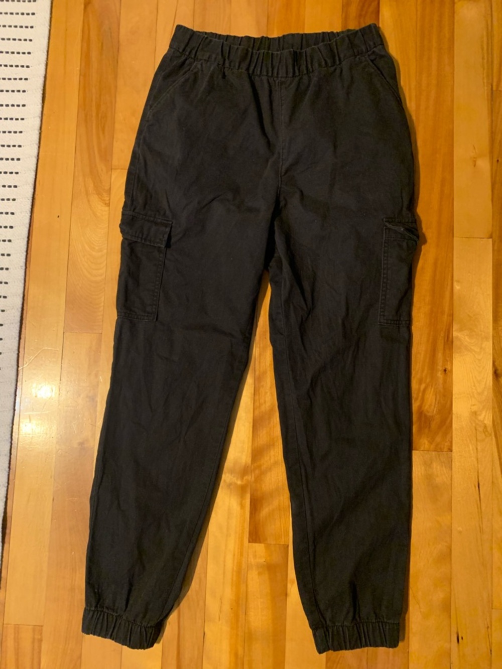 H&M Black Cargo Joggers with Elastic Cuffs